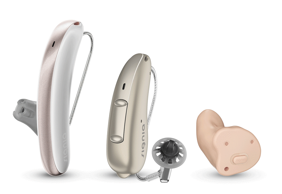 Signia AX hearing aids and chargers