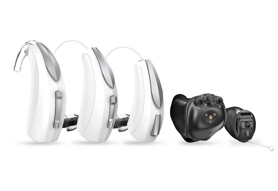 Starkey Evolv AI hearing aids and charger