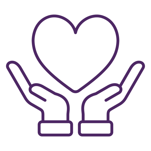 An icon of hands holding up a heart.