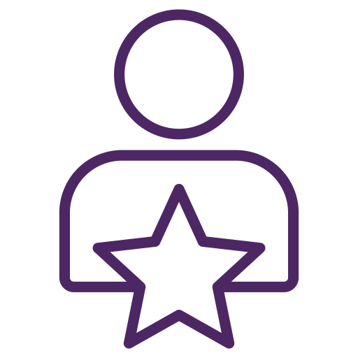 An icon of a person with a star on them, signifying they're an expert.