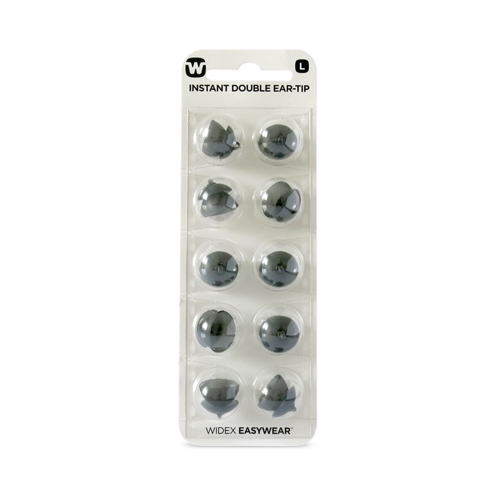 Widex EasyWear Instant Double L Ear-Tip packshot.