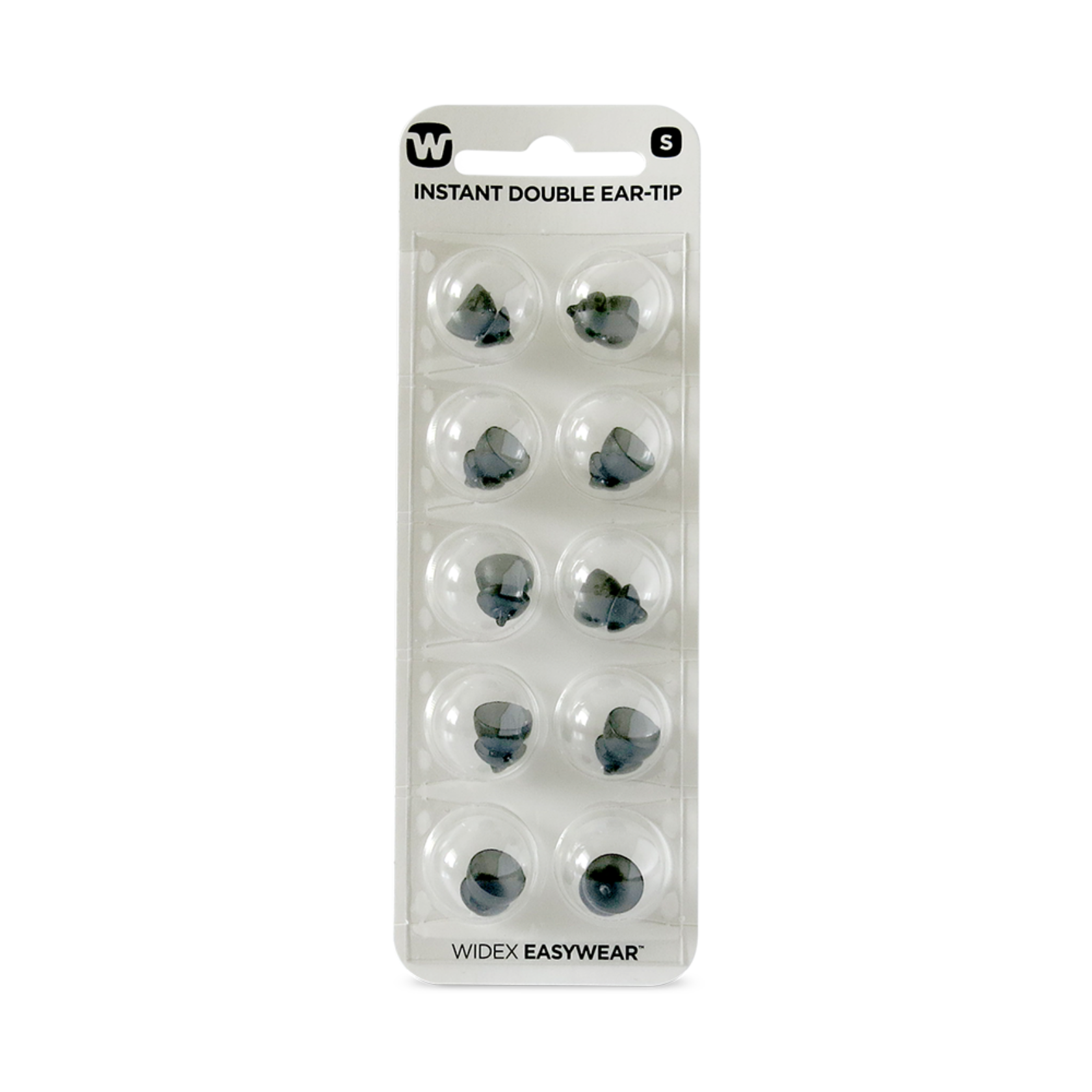 Widex EasyWear Instant Double S Ear-Tip packshot.