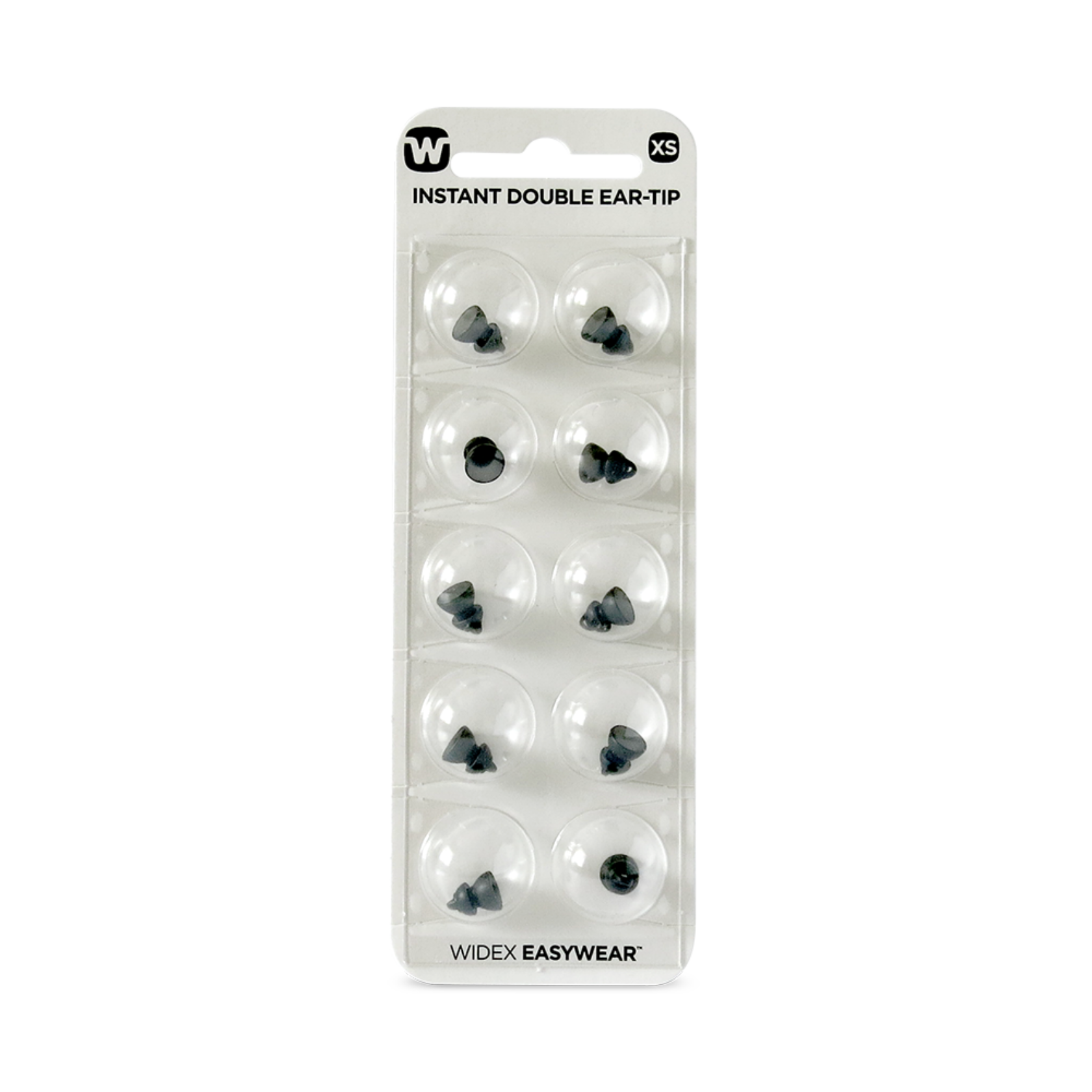 Widex EasyWear Instant Double XS Ear-Tip packshot.