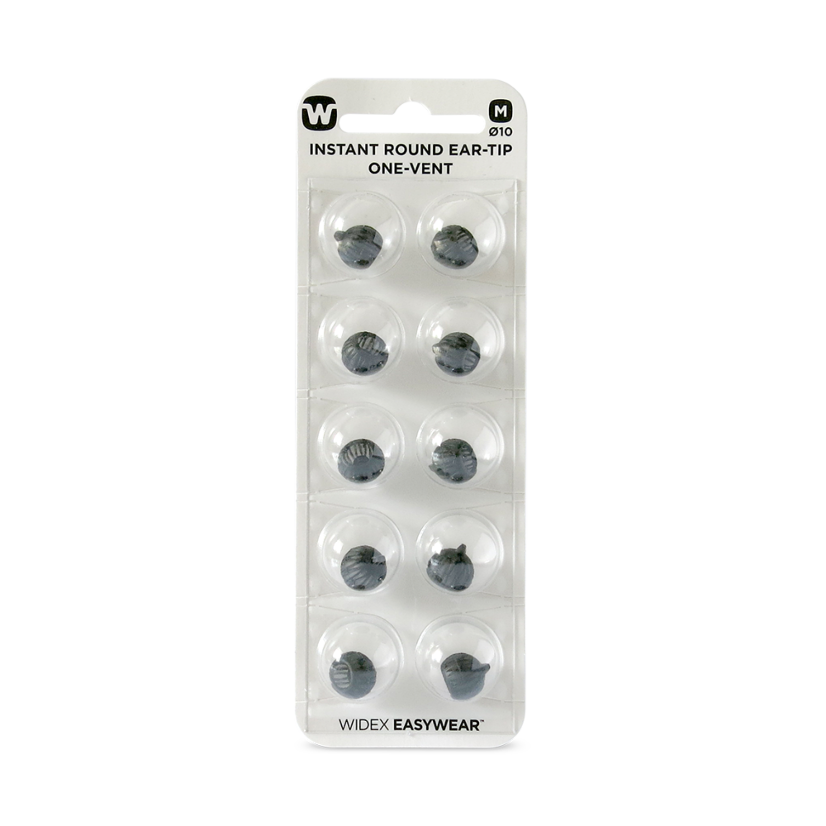 Widex EasyWear Instant Round One Vent M Ear-Tip packshot.
