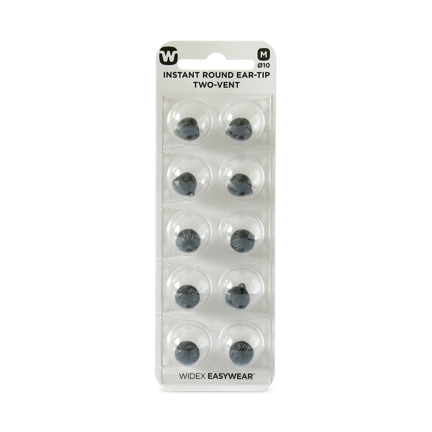Widex EasyWear Instant Round Two Vent M Ear-Tip packshot.
