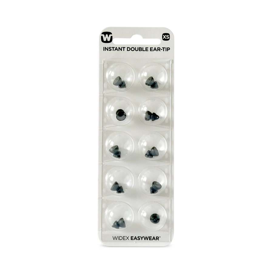 Widex EasyWear Instant Double XS Ear-Tip packshot.