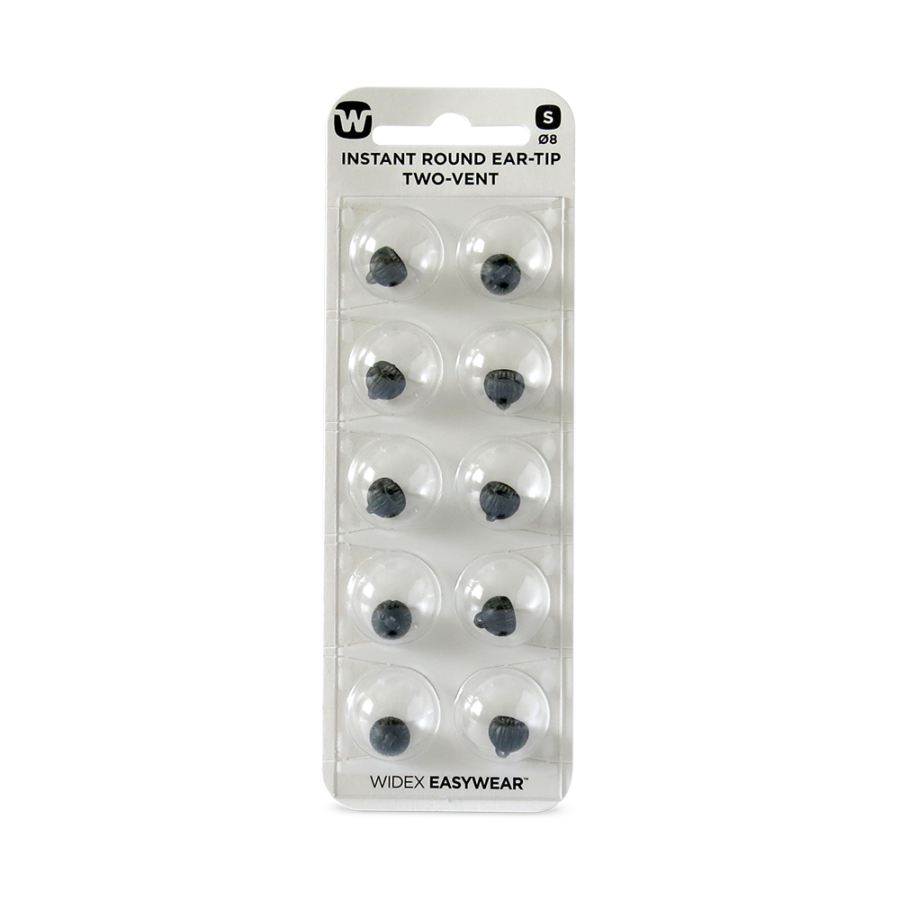 Widex EasyWear Instant Round Two Vent S Ear-Tip packshot.