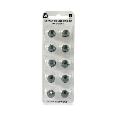 Widex EasyWear Instant Round One Vent L Ear-Tip packshot.