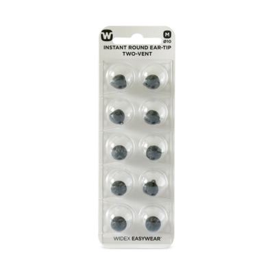 Widex EasyWear Instant Round Two Vent M Ear-Tip packshot.